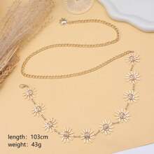 1pc Women's Sexy Simple Vintage Face Sun Waist Chain Belt Body Jewelry, Bikini Chain, Body Chain, Suitable For Beach, Bikini Outfit, Outdoor Parties, Belly Dance