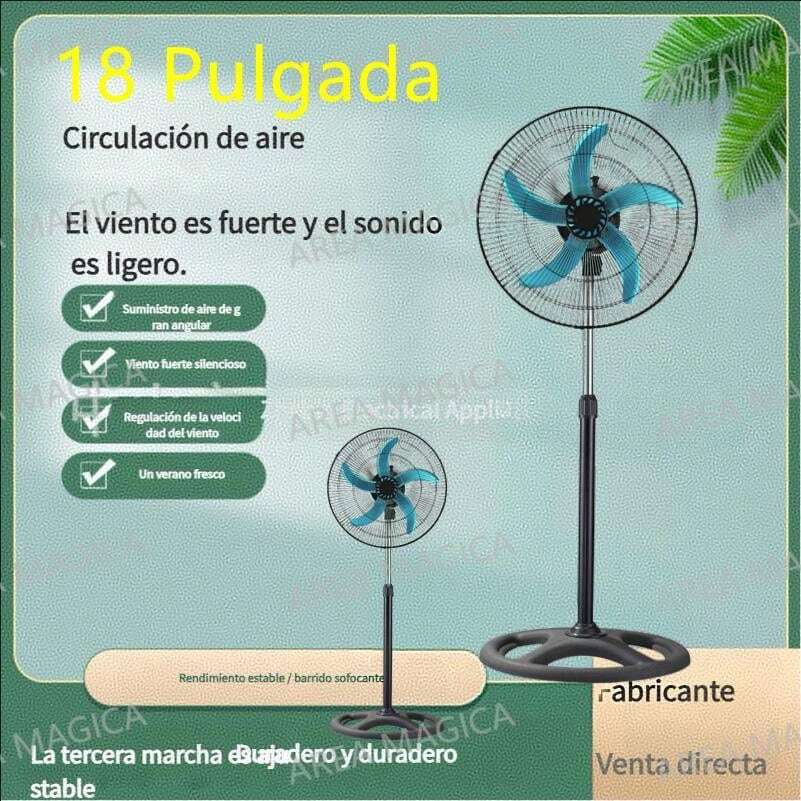 Z Nuevo ventilador eléctrico de 18 pulgadas para el hogar, de viento vertical, de aluminio y plástico, con cinco aspas, para dormitorio, con cabezal de movimiento fuerte.