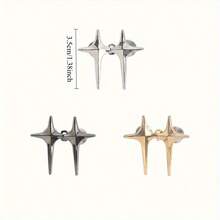 1 Pair Adjustable Belt Clips - Cross Star Seamless Pants Buckle Pins, Fashionable Star Design, No Tightening Needed, Comfortable For Daily And Special Events, Suitable For Large Hips, Unisex - 銀色 - 查看 3