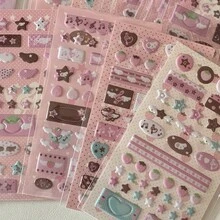 Set de 4 piezas de pegatinas de espuma con nota musical, fresa, rosa y marrón para decorar estuches de teléfono, cajas de almacenamiento y útiles escolares, de vuelta a la escuela - Color - Ver 4