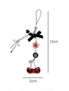 1pc Y2K Aesthetic Cherry Bow Phone Lanyard, Cute Girl Kawaii Charm, Unique Personalized Design, Suitable For Commuting, Camera Strap - Red - View 7
