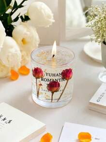 1pc Hand-Poured Jelly Aroma Candle 160g | Dried Flower Scented Candles, 20H Burn Time | Home Decor, Deodorant,Birthday & Holiday Gifts For Women