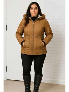 Women's Double-Sided Plush Parka Jacket With Removable Hood Pockets Casual Elegant Coated Fabric 2-In-1 Pocket Daily Travel Brunch Airport Outfits - Màu nâu  Mocha - Xem 9