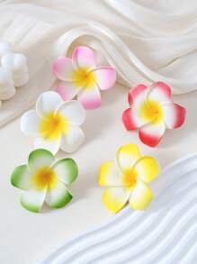12 pièces/6 pièces/5 pièces/2 pièces Ensemble de pinces à cheveux en plumeria artificiel bohème, accessoires pour vacances d'été, convient aux femmes, adolescentes, étudiantes, filles, vacances à la plage, utilisation quotidienne, pince plate, barrette, pinces à cheveux, fournitures scolaires