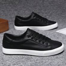 (Half Size Larger) Men's Fashionable Casual Sports Sneakers - Round Toe Lace-Up Design, Comfortable Wear For All Seasons - X01 Black - View 4