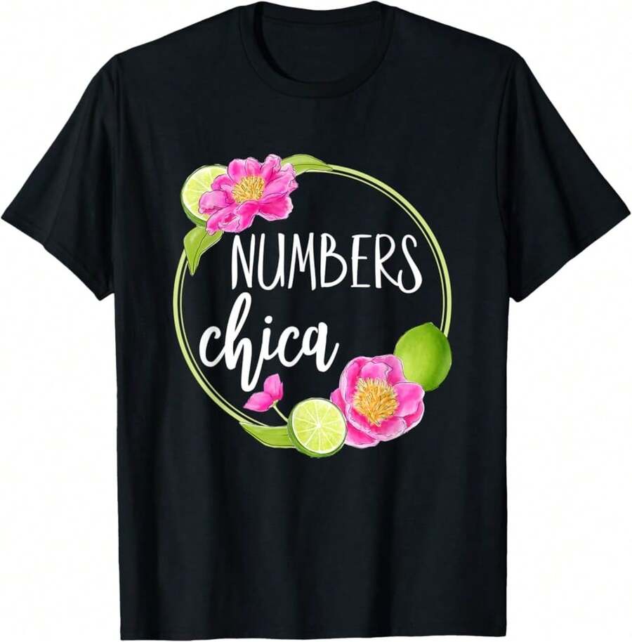 Camiseta para mujeres amantes de las finanzas y los diseños florales de hoja de cálculo - Negro - Ver 1