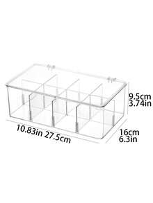 1 pieza Caja organizadora de escritorio con 8 compartimentos para bolsitas de té, con tapa, removible y apilable, para paquetes de café y azúcar - transparente - Ver 3