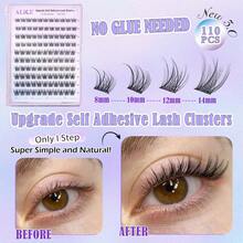 ALICE Self Adhesive Eyelashes Natural Self Adhesive Lash Clusters No Glue Needed Wispy Reusable Press On Lashes Pre-Glue 10-12mm 120pcs DIY Eyelash Extensions Kit With Lash Tweezers - F36 - View 2