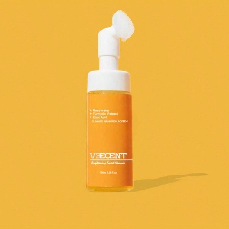 2 Pics / Pack NEW - Veecent Turmeric + Kojic Acid Foaming Facial Cleanser + Silicone Brush Cleansing Skincare Comfort Skin Repair - 150ml*1 - View 1