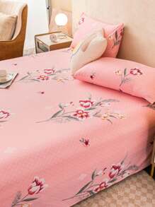1pc Bedsheet, Bedding Set, Soft & Comfortable Mattress Protector, Valentine's Day Gift, Children Cartoon Love Geometric Bedsheet, Heart Pattern Bedding Set, Home Decor, Suitable For Double Bed, King Size Bed, Queen Size Bed, Mother's Day Gift, Machine Washable