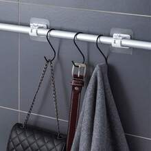 1pc Curtain Rod Hook Clips, Adhesive Mounted Bracket Clip For Curtain Rod, Tension Rod, Holds Curtain Panel Curtains Home Decor Room Decor - Clear - View 2