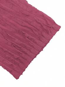 优雅女士两件套纯色长袖露肩性感荷叶边前扣短款上衣和阔腿裤套装，春季款 - 玫紅色 - 查看 6