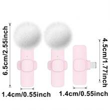 Wireless Lavalier Microphone For Phone IPad TypeC Lapel Mics Plug-Play 2.4G Ultra-Low Delay Built-In Noise Reduction Chip 8H Working Time For Video Recording Interview Podcast Vlog - Pink - View 11