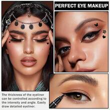 5PCs Liquid Winged Eyeliner Stamp Pen Set-Double-Headed Black Eye Liner Pencil-Long-Lasting Waterproof Stamp Eyeliner Set For Eye Makeup-Star, Heart, Flower, Butterfly, Triangle - 03 Flower - View 7