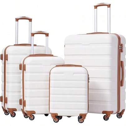 COOLIFE Juego de equipaje de 3 piezas con cerradura TSA ligera, juego de 4 piezas