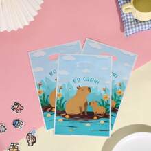 30/50/100pcs-Capybara Pattern Tote Bags, Cartoon Gift Bags, Cute Animal Theme Plastic Shopping Bags, Durable Plastic Gift Bags With Handles, Suitable For Baptismal Party Supplies, Birthday Party Packaging Bags, Anniversary Party Decoration