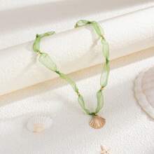 1 pièce Collier avec style paysage marin, étoile de mer et coquillage, design de col simple et frais avec maille