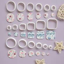6pcs/Set Different Sizes Geometric Polymer Clay Earring Cutters, Puffy Circle Arch Triangle Clay Molds For DIY Jewelry Pendant Making, Rounded Square Clay Cutters, Minimalist Polymer Clay Crafting Tools - Geometric - View 1