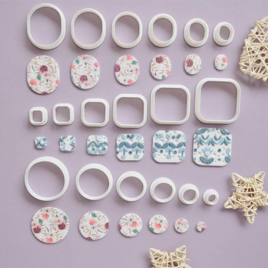 6pcs/Set Different Sizes Geometric Polymer Clay Earring Cutters, Puffy Circle Arch Triangle Clay Molds For DIY Jewelry Pendant Making, Rounded Square Clay Cutters, Minimalist Polymer Clay Crafting Tools - Geometric - View 1
