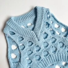 1pc Hollow Knit Puppy Sweater, Cat Blue Pet Clothes, Soft & Skin-Friendly, Anti-Shedding, Suitable For Indoor & Outdoor Activities For Cats & Dogs