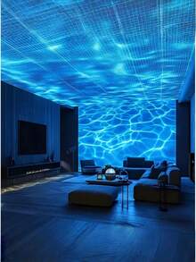 1pc USB-Powered Water Ripple Night Light – Multi-Color LED Star Light With Blue Lighting Effect, Perfect For Bedroom & Living Room Decor, Romantic Atmosphere Creator For Christmas, Valentine'S Day, Weddings, And Birthdays, Bedroom Night Light | Water Ripple Effect | Decorative Lamp, LED Lights For Bedroom - màu đen - Xem 6