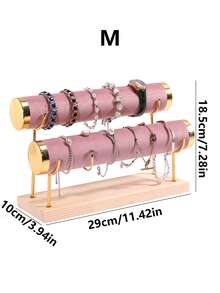 1pc Black, Green, White, Beige, Gray, Pink Creative Jewelry Rack, Wooden Bracelet Rack, Gold Three-Layer Bracelet Display Rack, Bracelet Display Rack, Watch Storage Rack For Women Storage Organizer Travel Essentials Father Gift Back To School - 彩色 - 查看 29