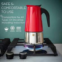 New  9 C Greca Stovetop Pr Maker 450ml/15oz, Moka Pot  Cee Percolator Dign, Red Stainls Steel Stove Top Cee Maker For Camping Or Home Use, Italian Cee Maker Stovetop - 紅色9C - 查看 7