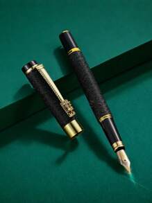 Penna stilografica nera opaca di alta qualità - punta estremamente fine, scrittura morbida, penna da regalo per calligrafia/ufficio, cartucce di inchiostro sostituibili, forniture scolastiche, di nuovo a scuola