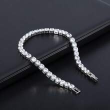 Pulsera de circonia a la moda - 1 pieza de elegante joyería brillante blanca | Adecuada para uso diario | Regalos de verano | Joyería | Pulseras de mujer | Pulseras de hombre/Regalos de encanto para mujeres/Regalos de cumpleaños/Joyería para el Día de San Valentín/Regalos de Navidad | Joyería de mujer/Artículos esenciales para vacaciones/Joyería/Fiestas de vacaciones/Multifuncional de moda | Regalos de aniversario/graduación