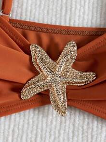 全新极简设计，纯色，性感，显瘦，遮肚，时尚配饰，度假风比基尼套装，时尚优雅两件式泳衣，女士沙滩派对，畅销泳装