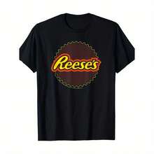 [Reese Cup Logo Tee] Reese Peanut Butter Cup Contour Highlight Logo T-Shirt - 100% Cotton 180g - T-Shirt As Gift - Black - View 1