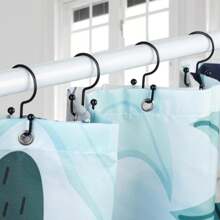 24 Pcs Shower Curtain Hooks, Goowin Shower Curtain Rings, Durable Rust Proof Black Shower Curtain Hooks, Shower Rings For Curtain, Double Glide Shower Curtain Hooks For Shower Curtain Rods, Black