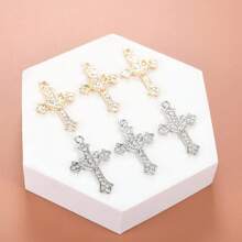 20 Pcs Rhinestones Alloy Cross Religious Virgin Our Lady Of Guadalupe Mary Rosary Beads Charms For DIY Necklace Bracelet Making