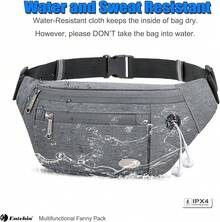 Entchin Fanny Pack Women Men,Crossbody Belt Bag With 4-Zipper Pockets,Adjustable Waist Bag Pack,One Of Most Popular Travel Essential Gifts Walking,Traveling,Cycling - 灰色 - 查看 5