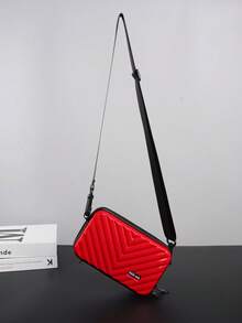 Mini Suitcase Crossbody Bag Hard Shell Shoulder Bag Lightweight Casual Bags For College Students, Travel, Summer, Waterproof PVC, Minimalist Style, Gift For Boyfriend Festival, Easter - Red - View 7