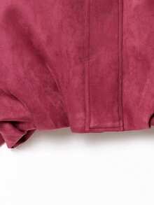 DEEKA Casual Versatile Suede Effect Bomber Jacket For Women, Spring & Autumn - Hot Pink - View 6