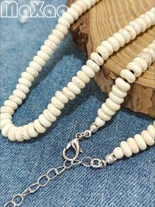 Women's Retro Bohemian Style Turquoise Bead Necklace, Vintage Western Cowgirl Fashion, Suitable For Everyday Wear, Add To Your Jewelry Collection