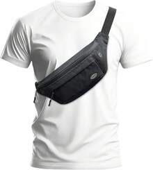 Entchin Fanny Pack Women Men,Crossbody Belt Bag With 4-Zipper Pockets,Adjustable Waist Bag Pack,One Of Most Popular Travel Essential Gifts Walking,Traveling,Cycling - 大號黑色 - 查看 1