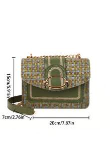 Bolso de mano pequeño de estilo coreano tejido para mujer, nueva colección primavera-verano 2025, bolso cuadrado mini vintage de lana con cadena, de moda y con textura
