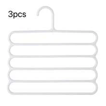 3/5件白色五层防滑裤架，多层衣服和围巾收纳架，适用于衣柜收纳