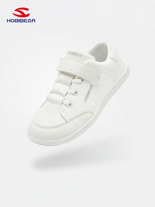 HOBIBEAR Children Shoes Sneakers For Boys And Girls, Minimalist Barefoot Wide Toe Box Outdoor Walking Shoes, Soft & Comfortable Toddler Shoes, Suitable For All Seasons In White Color
