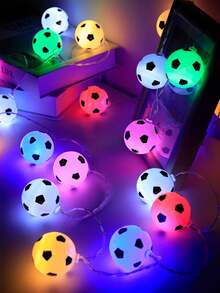 1 pieza Luces en forma de balón de fútbol con 10/20 LED y 2/3 metros, a pilas, adecuado para dormitorio, sala de estar, fiesta, boda, hogar, jardín, camino, suministros para fiestas, decoraciones, chimenea [Baterías no incluidas] - Multicolor - Ver 5