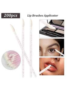 Juego de 600 suministros para extensiones de pestañas, que incluye 200 bobinas de pestañas, 200 pinceles negros para ojos, 200 pinceles de cristal para labios, 200 hisopos de algodón mini, cepillos de rímel y juego de herramientas de maquillaje (multicolor)