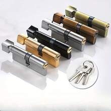 1pc 70mm Bedroom Door Copper Lock Core, Universal For Home Room Door, Smooth Opening, Includes 3 Keys, Single Door, Anti-Theft, Anti-Pry, Anti-Forcible Opening, Anti-Corrosion