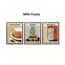 3 件意大利浓缩咖啡壶咖啡豆墙面艺术帆布画海报和印刷品墙壁画适用于咖啡馆客厅装饰可选框架 - 紅白色 - 查看 21
