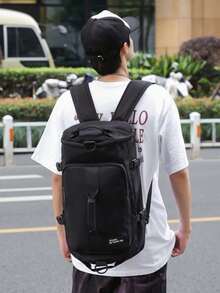 Outdoor Hiking Bag, Large Capacity Student Bag, Three Purpose Backpack, Unisex - Black - View 1