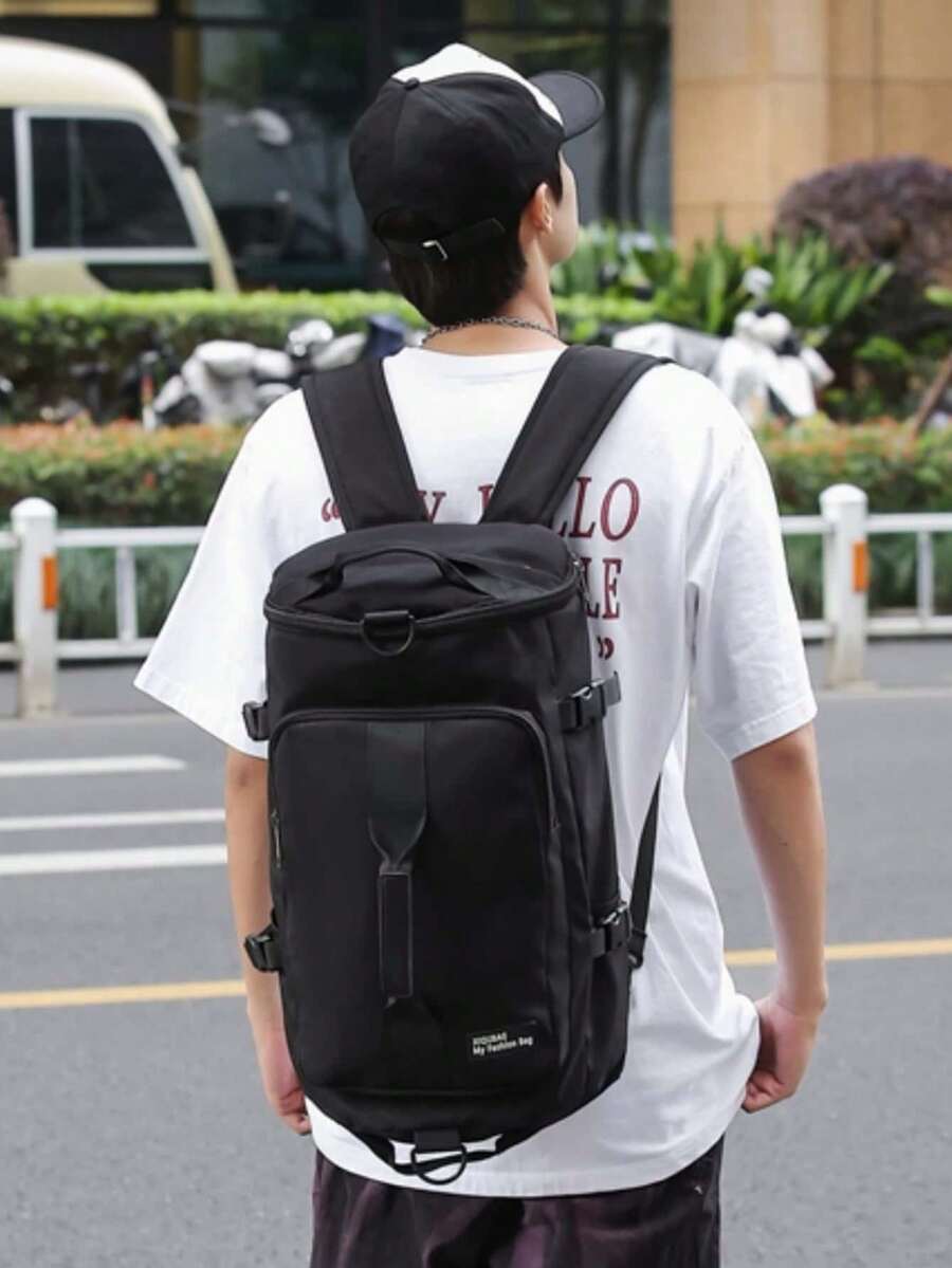 Outdoor Hiking Bag, Large Capacity Student Bag, Three Purpose Backpack, Unisex - Black - View 1