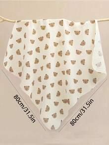 Goodies 1pc Colorful Heart Pattern Swaddle Blanket, Soft & Breathable Baby Swaddle Wrap, Infant Bath Towel Comfortable And Warm - Mocha Brown - View 4
