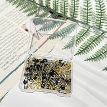 120pcs/Box Black And White Mini Stainless Steel Pins For DIY Clothing And Handicrafts Accessories Dress Accessories Pin For Clothes Bag Charm School Office Accessories Shirts Jacket Jewelry Christmas Halloween