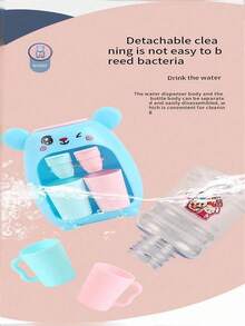 1个兔子饮水玩具，可爱迷你饮料分配器玩具，双出水口可装果汁/饮料，逼真卡通互动玩具套装，颜色随机组合，创意圣诞礼物